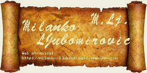Milanko LJubomirović vizit kartica